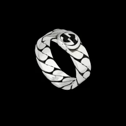 Gucci Wide Silver Ring with Interlocking G Size 15