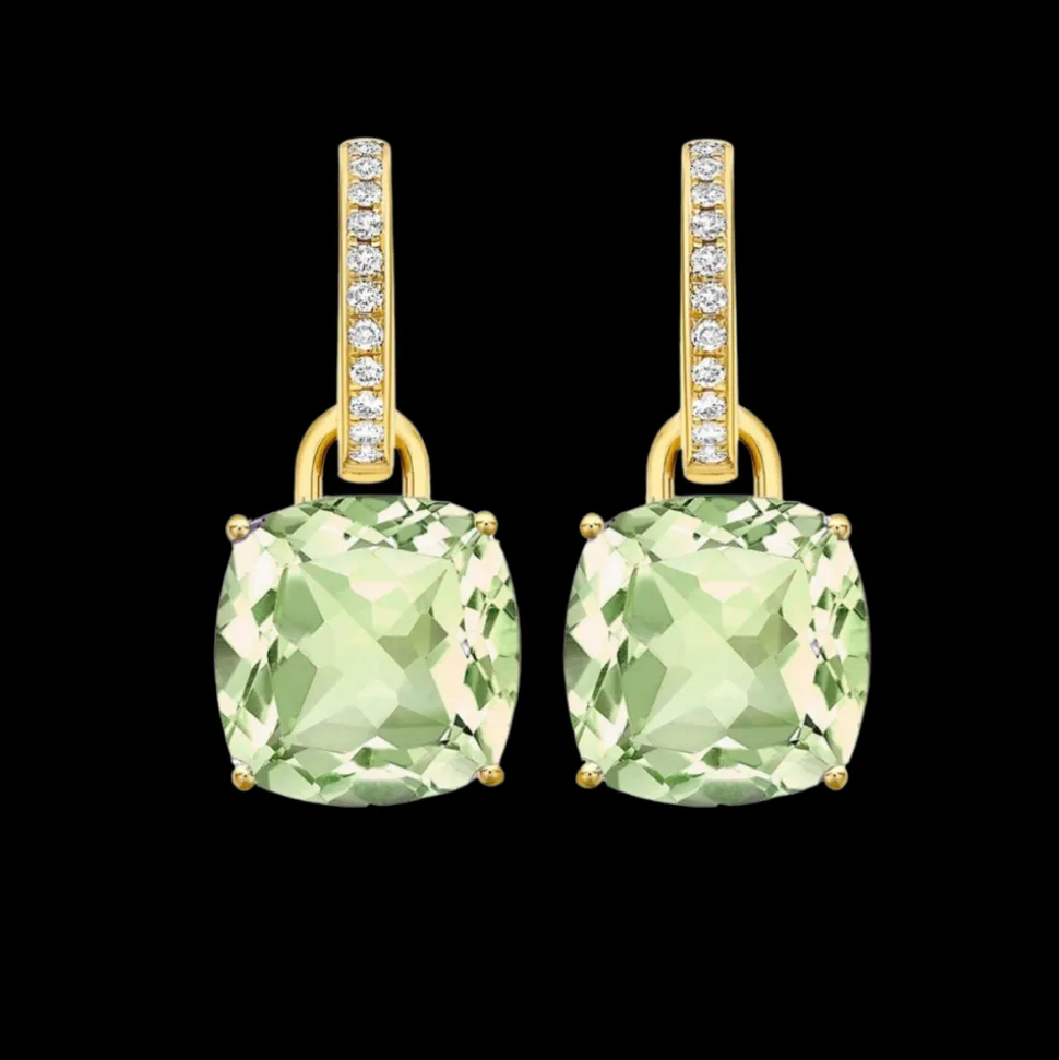 Kiki McDonough Classic Green Amethyst and Diamond Earrings