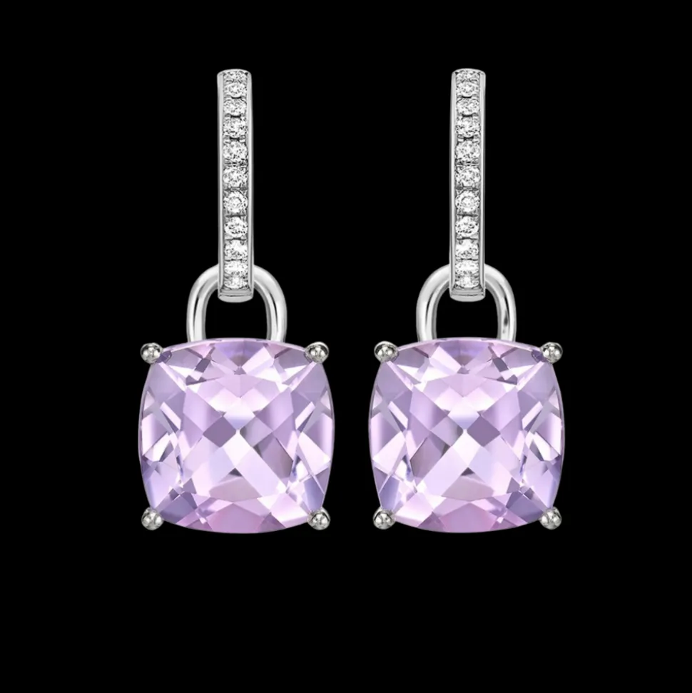 Kiki McDonough Classic Purple Amethyst and Diamond Earrings