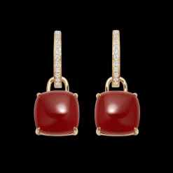 Kiki McDonough Cushion Carnelian and Diamond Earrings