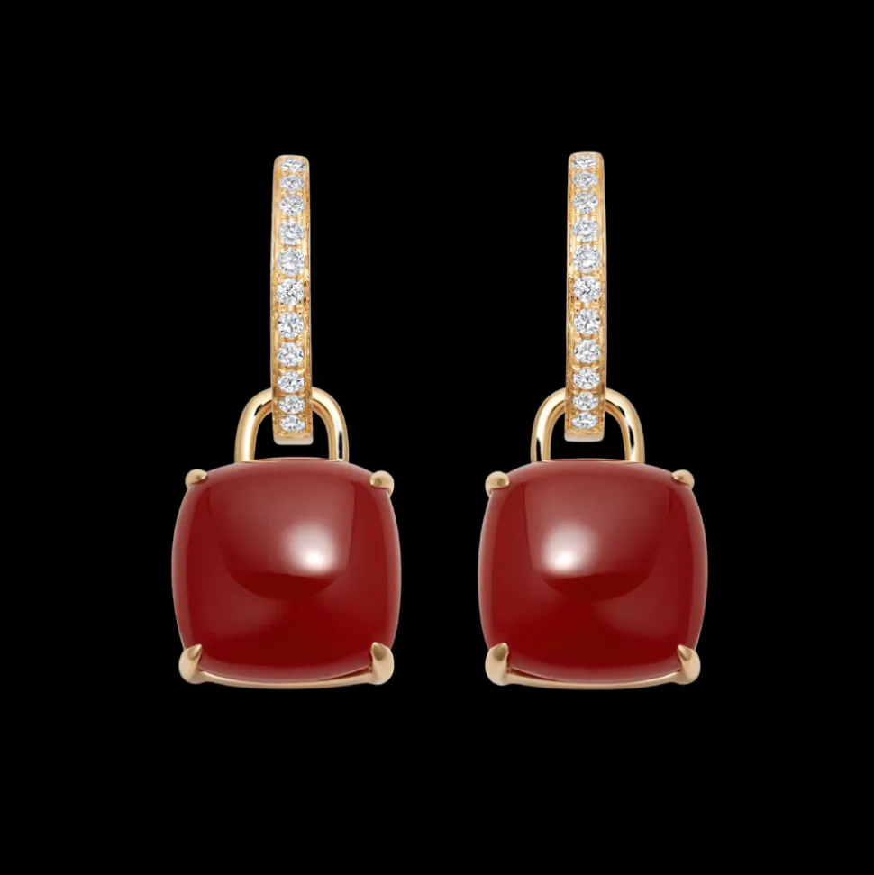 Kiki McDonough Cushion Carnelian and Diamond Earrings
