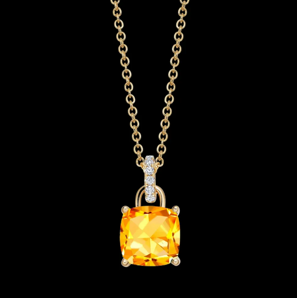 Kiki McDonough Cushion Citrine and Diamond Loop Necklace