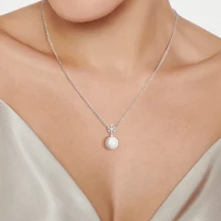 Kiki McDonough Pearl and Diamond Snowflake Necklace