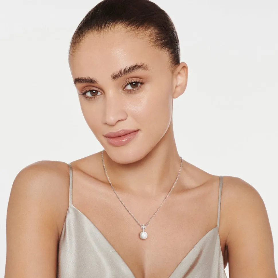 Kiki McDonough Pearl and Diamond Snowflake Necklace