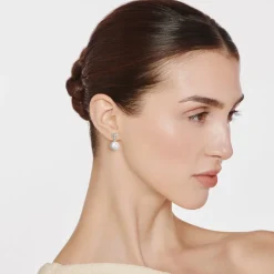 Kiki McDonough Pearl Round and Diamond Snowflake Earrings