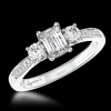 Memoire Emerald Three Stone 0.40ct D VS1 Diamond Platinum Ring