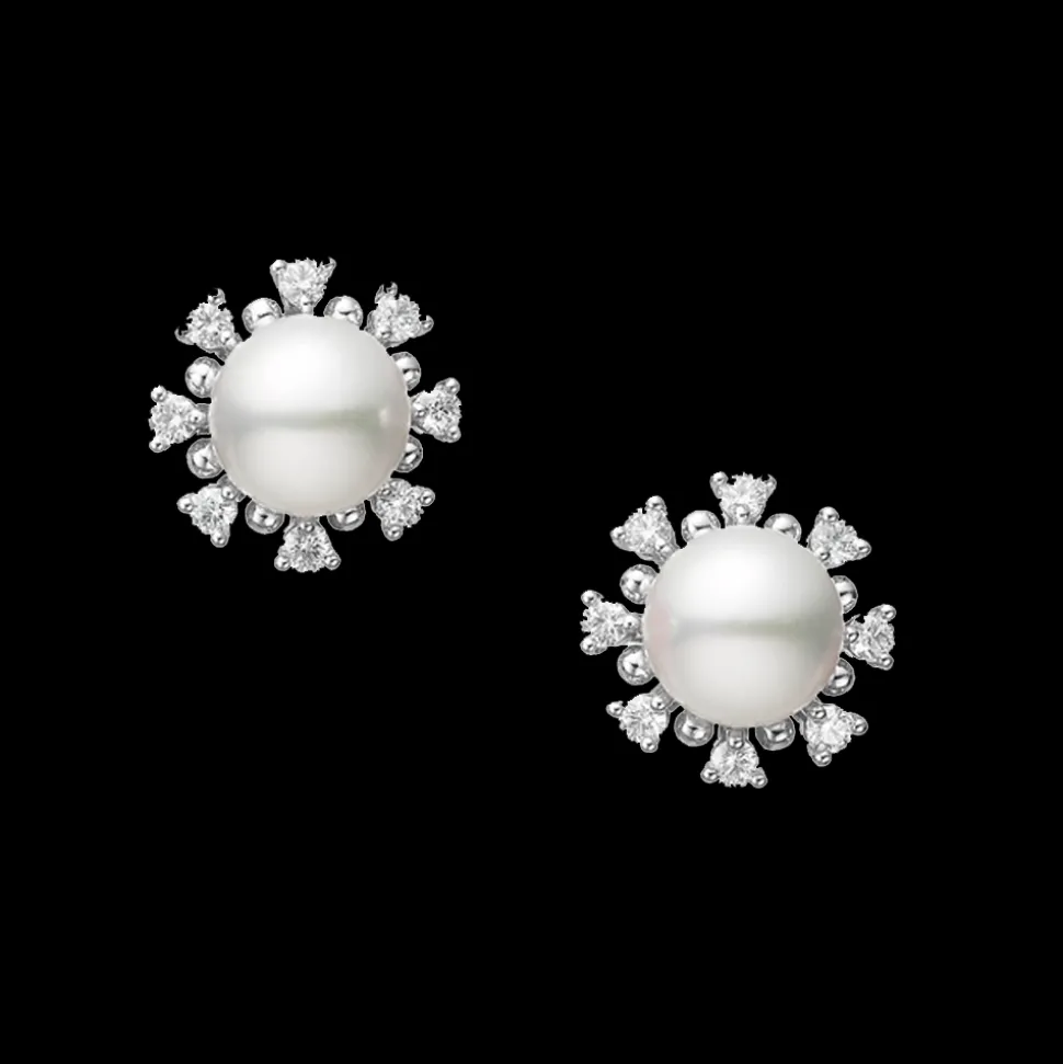 Mikimoto Pearl and Diamond Earrings