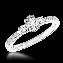 Petite Memoire Oval StoneThree Stone 0.20ct F VS Diamond Platinum Ring