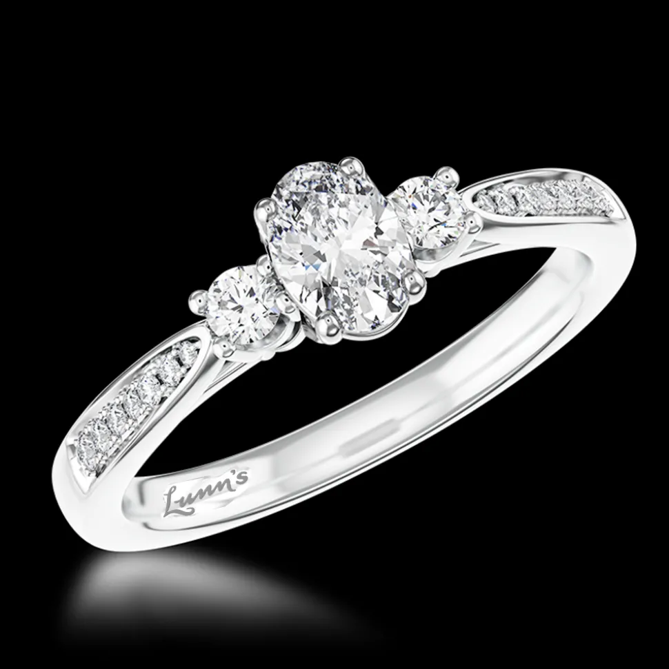 Petite Memoire Oval StoneThree Stone 0.20ct F VS Diamond Platinum Ring