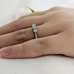 Petite Skye Classic Three Stone 0.20ct E SI Diamond Yellow Gold/Platinum Ring