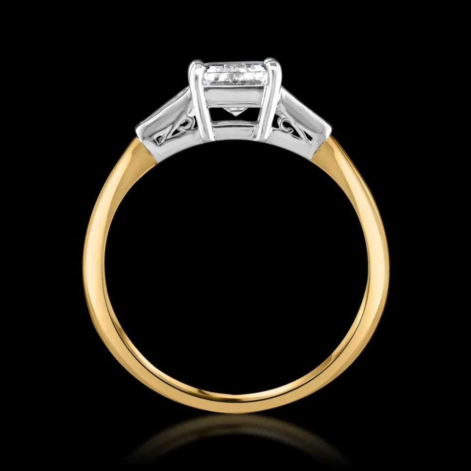 Pre-Owned Three Stone 1.26ct G VS1 Diamond Yellow Gold/Platinum Ring