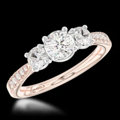 Skye Classic Three Stone 0.30ct F VS2 Diamond Rose Gold/Platinum Ring