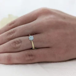 Solitaire 0.42ct D SI1 Diamond Platinum/Yellow Ring