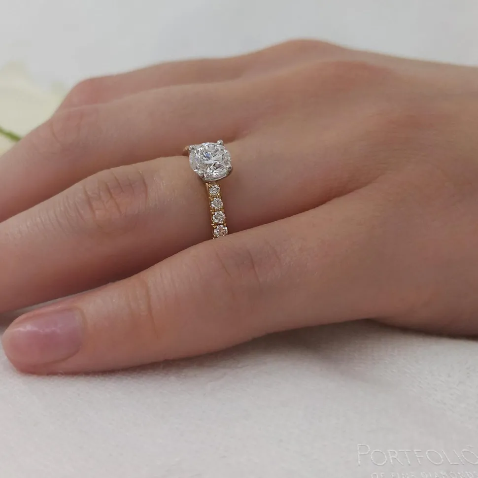 Solitaire 0.90ct E SI1 Diamond Yellow Gold/Platinum Ring