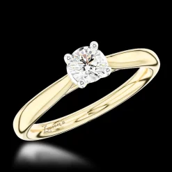 Solitaire 0.30ct F SI1 Diamond Yellow Gold/Platinum Ring