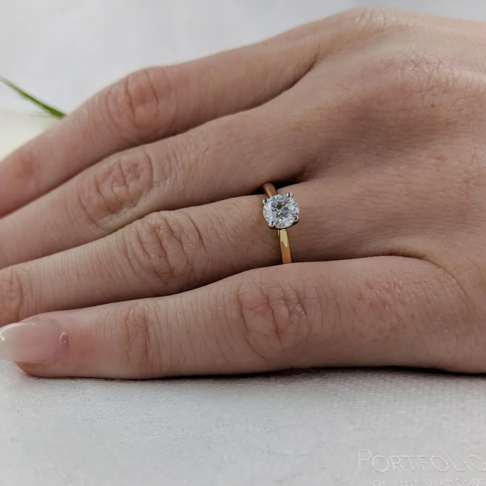 Solitaire 0.52ct F SI1 Diamond Yellow Gold/Platinum Ring