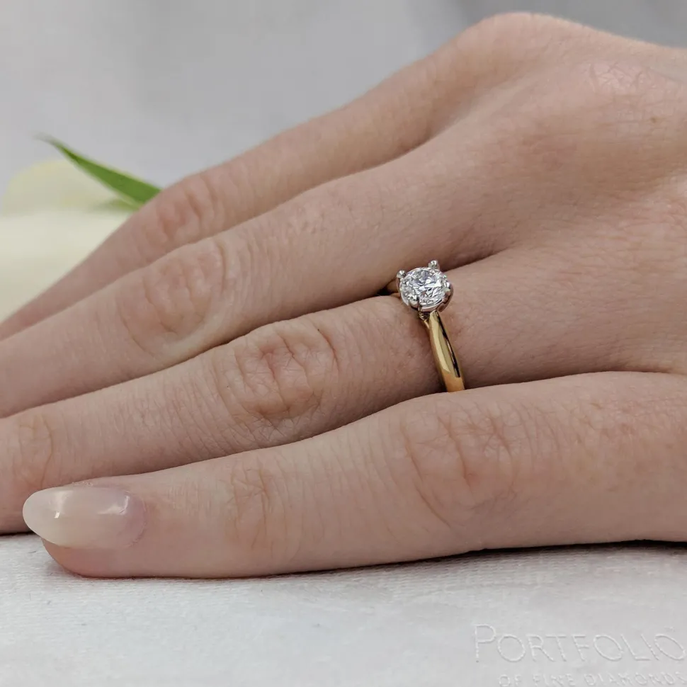 Solitaire 0.50ct F SI2 Diamond Yellow Gold/Platinum Ring