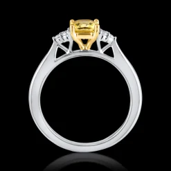Solitaire 1.09ct Yellow Sapphire and Diamond White gold Ring