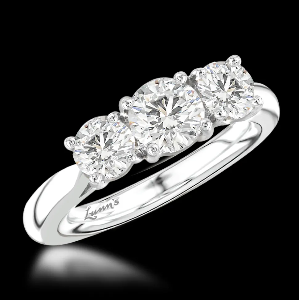 Three Stone 0.70 G SI1 Diamond Platinum Ring
