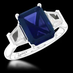 Three Stone 3.00ct Blue Sapphire Platinum Ring