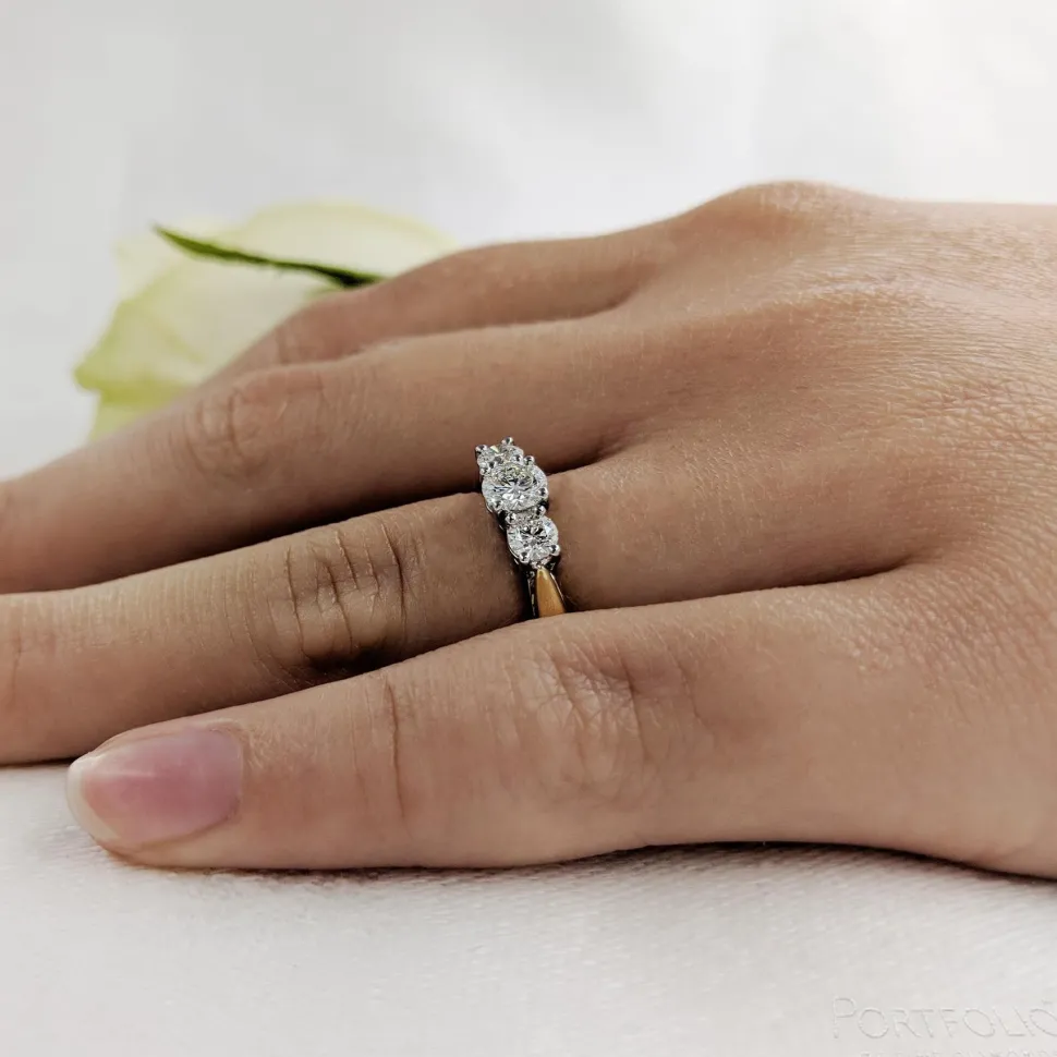 Three Stone 0.40ct D SI1 Diamond Yellow Gold/Platinum Ring