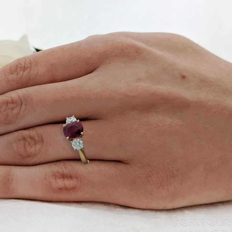 Three Stone 1.57ct Diamond Yellow Gold/Platinum Ring