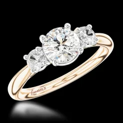 Three Stone 0.82ct E SI2 Diamond Rose Gold/Platinum Ring