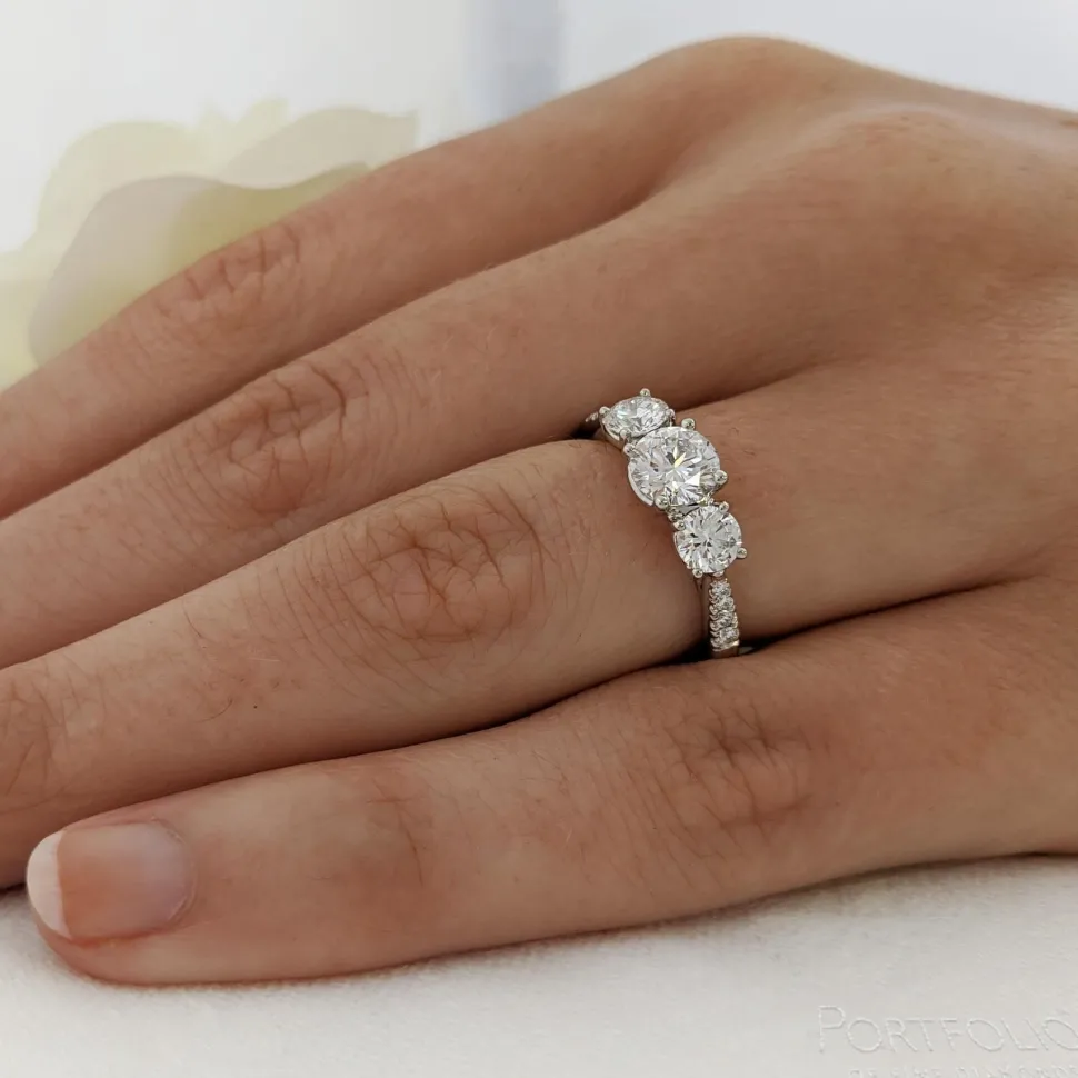 Three Stone 0.70ct E SI1 Diamond Platinum Ring