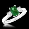 Three Stone 0.69ct Emerald Platinum Ring