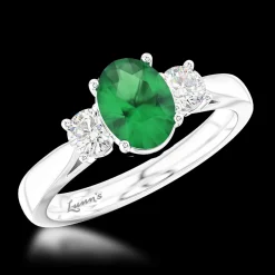 Three Stone 0.96ct Emerald Platinum Ring