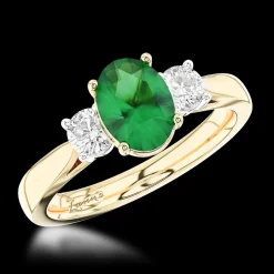 Three Stone 0.62ct Emerald Yellow Gold/Platinum Ring