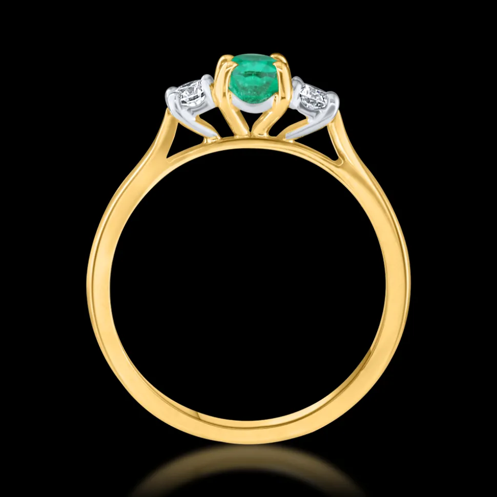 Three Stone 0.51ct Emerald Yellow Gold Ring