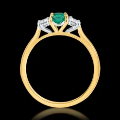 Three Stone 0.48ct Emerald Yellow Gold Ring