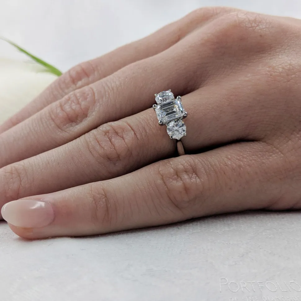 Three Stone 1.01ct F IF Diamond Platinum Ring