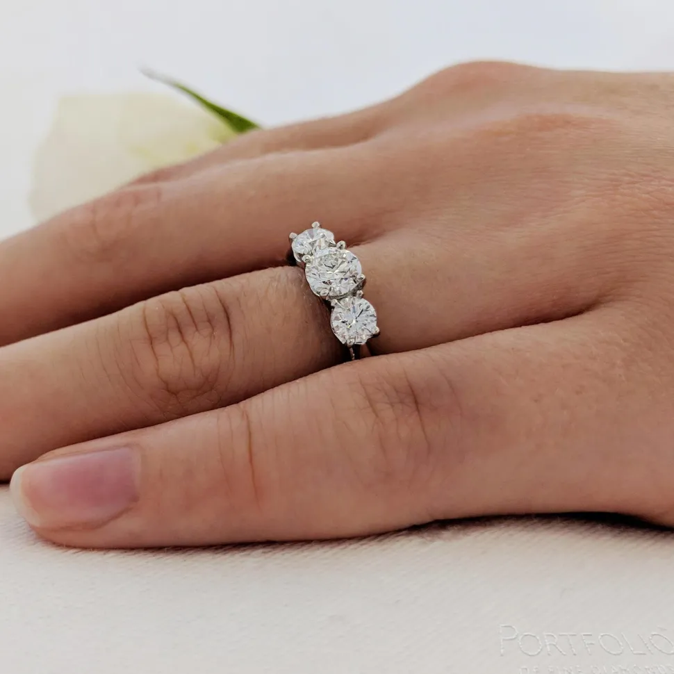 Three Stone 0.40ct F SI1 Diamond Platinum Ring