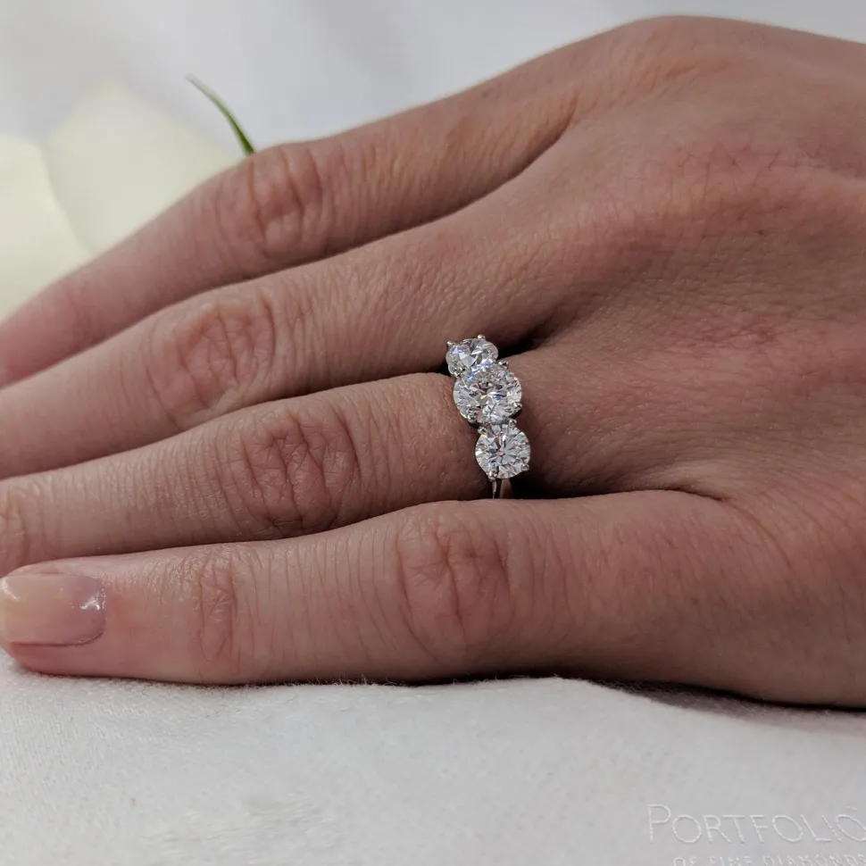 Three Stone 0.71ct F SI2 Diamond Platinum Ring