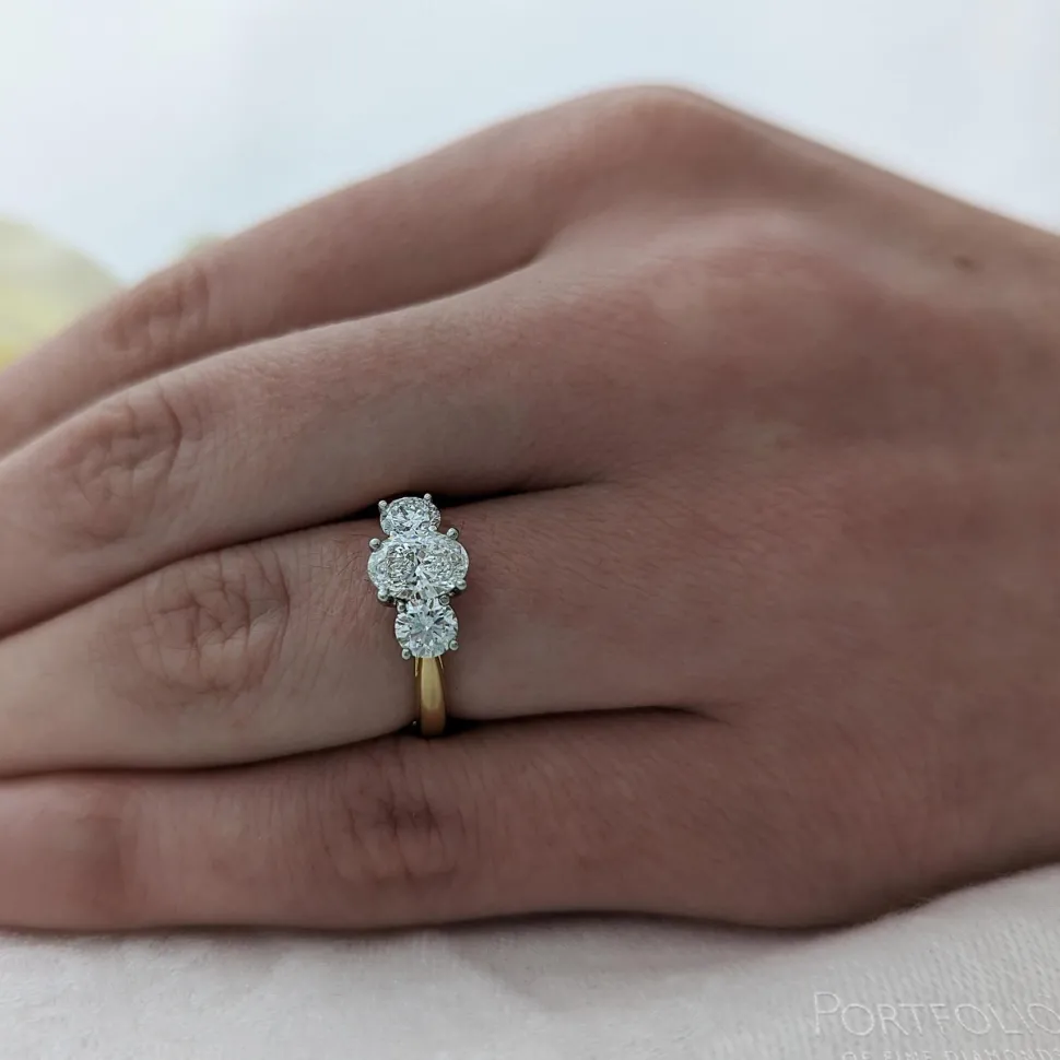 Three Stone 0.90ct F SI1 Diamond Yellow Gold/Platinum Ring
