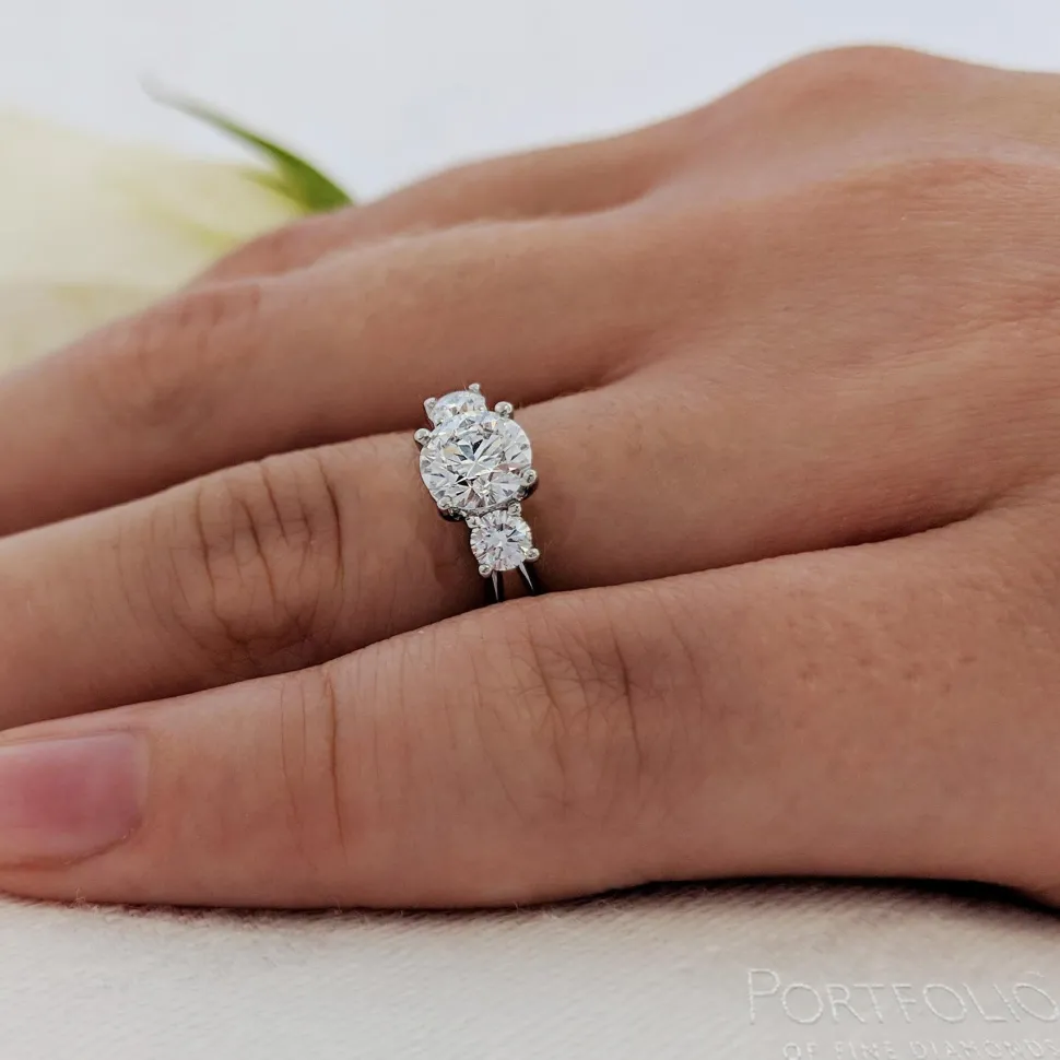 Three Stone 0.70ct F SI1 Diamond Platinum Ring
