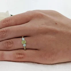 Three Stone 0.50ct Fancy Yellow VS2 Yellow Diamond Yellow Gold/Platinum Ring