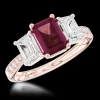 Three Stone 1.39ct Ruby Rose Gold/Platinum Ring
