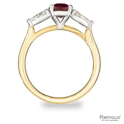 Three Stone 1.44ct Ruby Yellow Gold/Platinum Ring