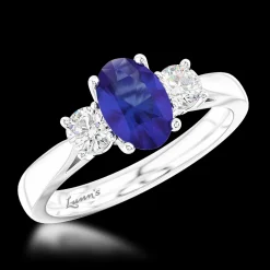 Three Stone 1.21ct Sapphire Platinum Ring