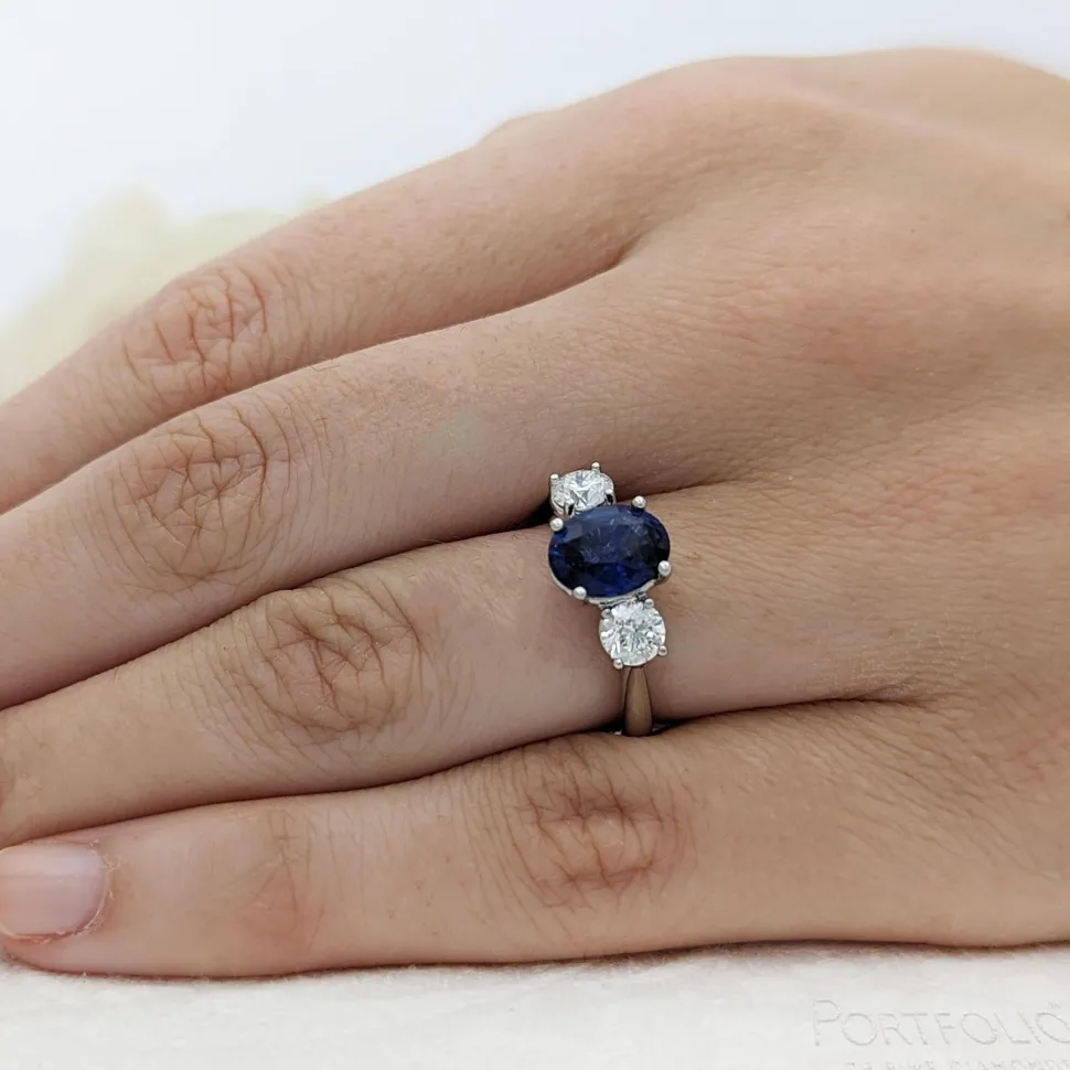 Three Stone 1.89ct Sapphire Platinum Ring