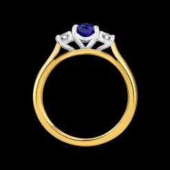 Three Stone 0.90ct Sapphire Yellow Gold Ring