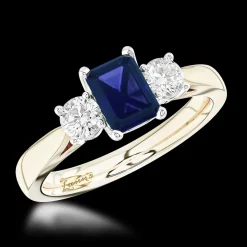 Three Stone 1.72ct Sapphire Yellow Gold/Platinum Ring