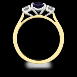Three Stone 1.35ct Sapphire Yellow Gold/Platinum Ring