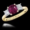 Three Stone1.56ct Ruby Yellow Gold/Platinum Ring