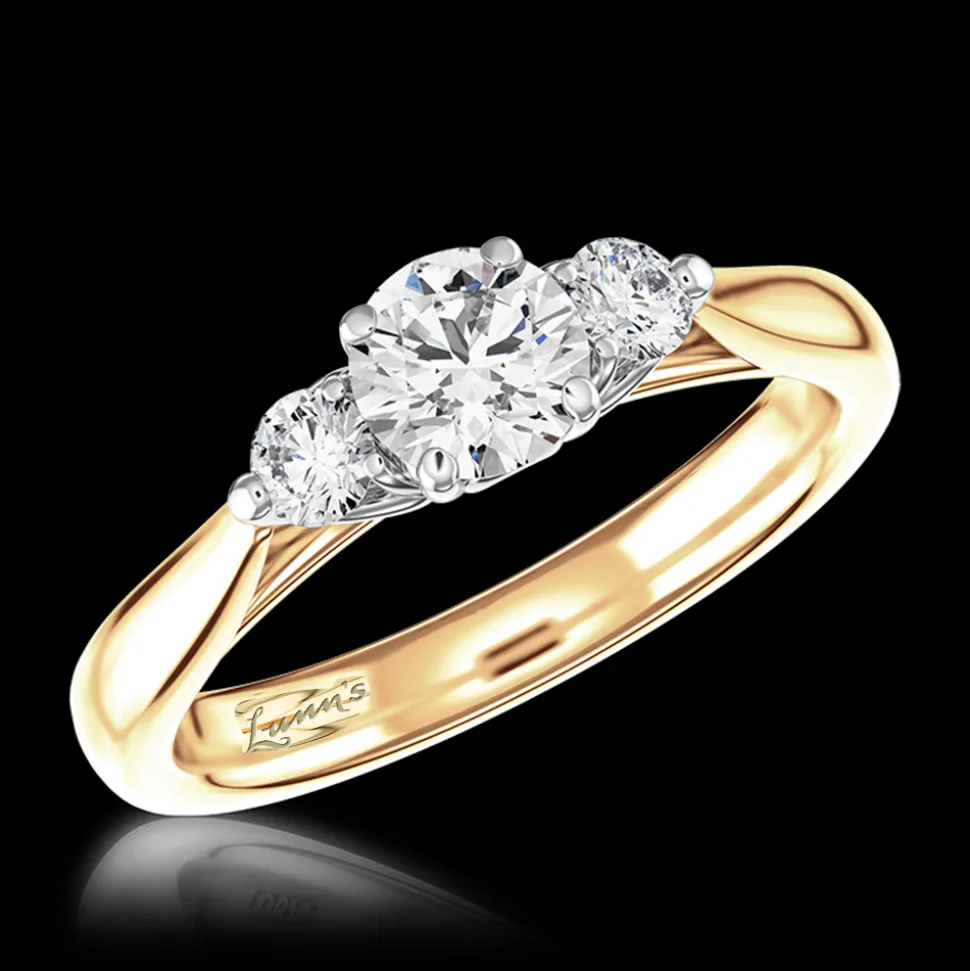 Tulip Three Stone 0.70ct G SI1 Diamond Yellow Gold/Platinum Ring