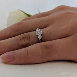 Tulip Three Stone 0.40ct G VS2 Diamond Platinum Ring