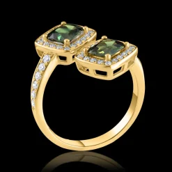 Two Stone 1.91ct Green Sapphire Ring